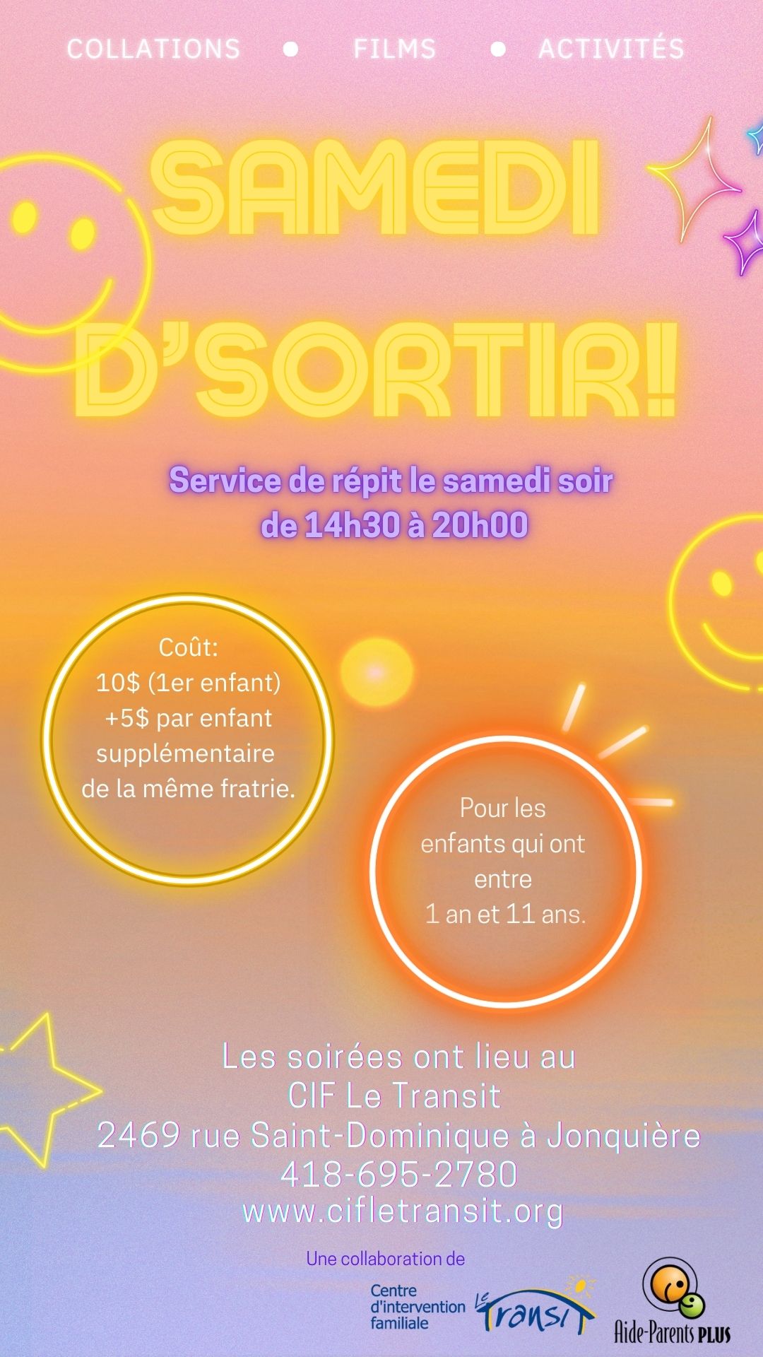Samedi d'sortir! | Centre d'intervention familiale Le Transit