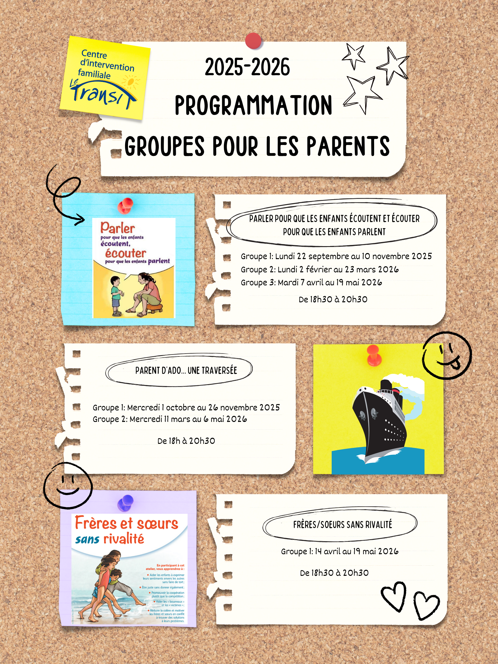 Programmation 2025-2026 - Parents | Centre d'intervention familiale Le Transit